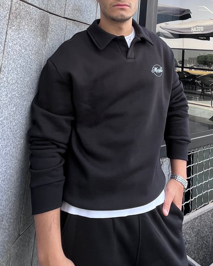 Black “Marble Logo” Oversized Sweatshirt