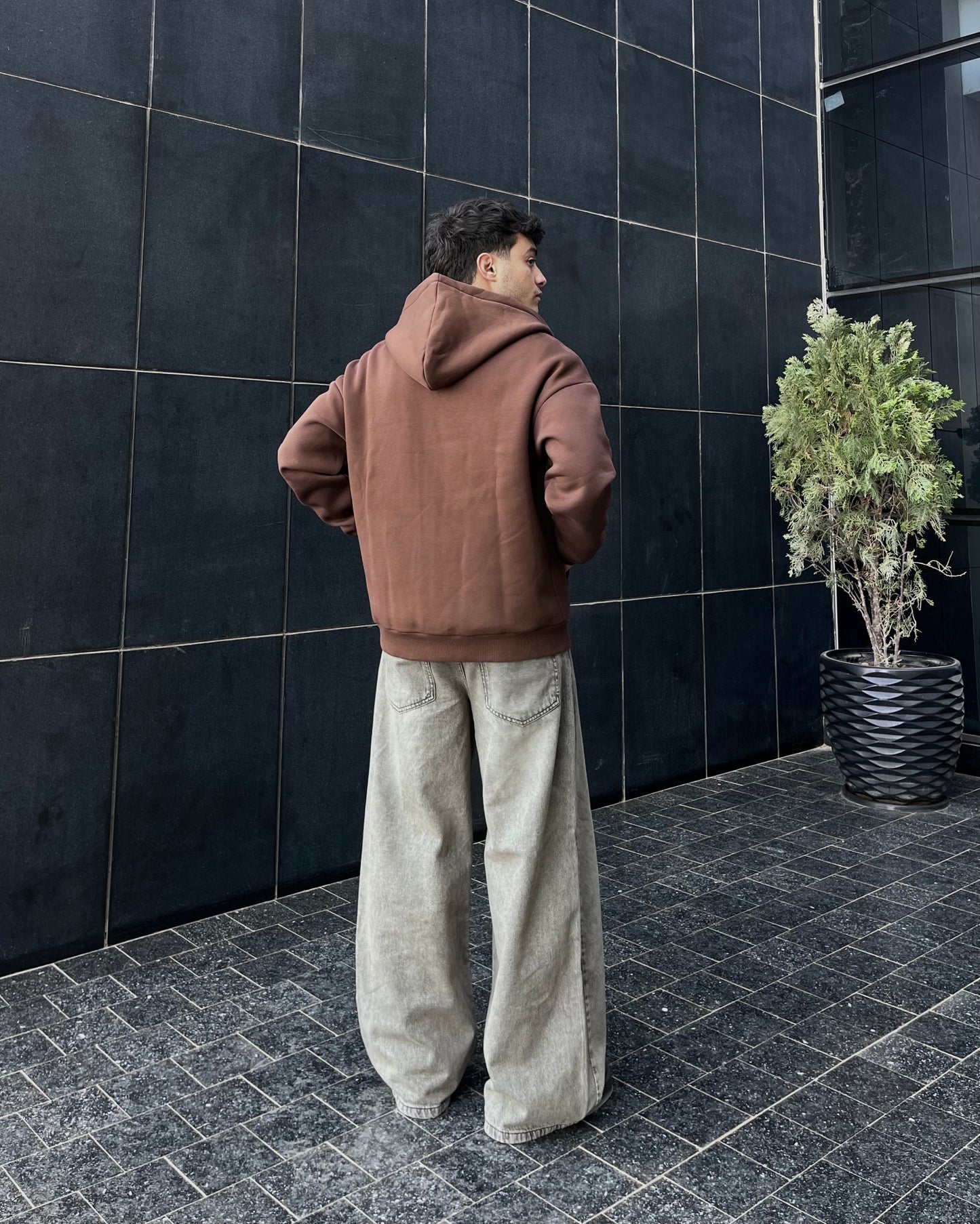 Brown Oversized zip up hoodie