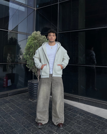 Silver Oversized zip up hoodie