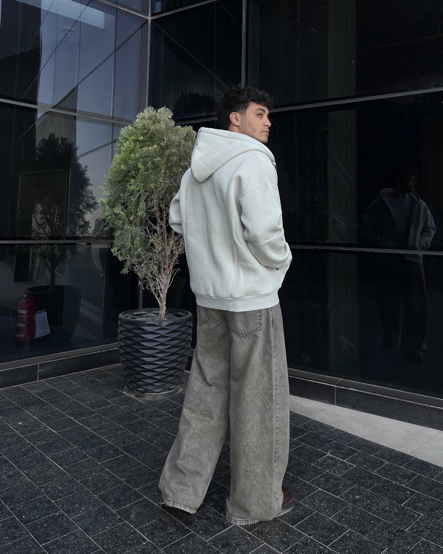 Silver Oversized zip up hoodie