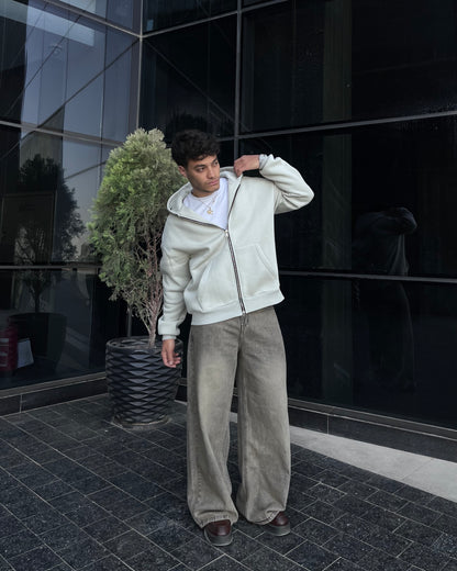 Silver Oversized zip up hoodie