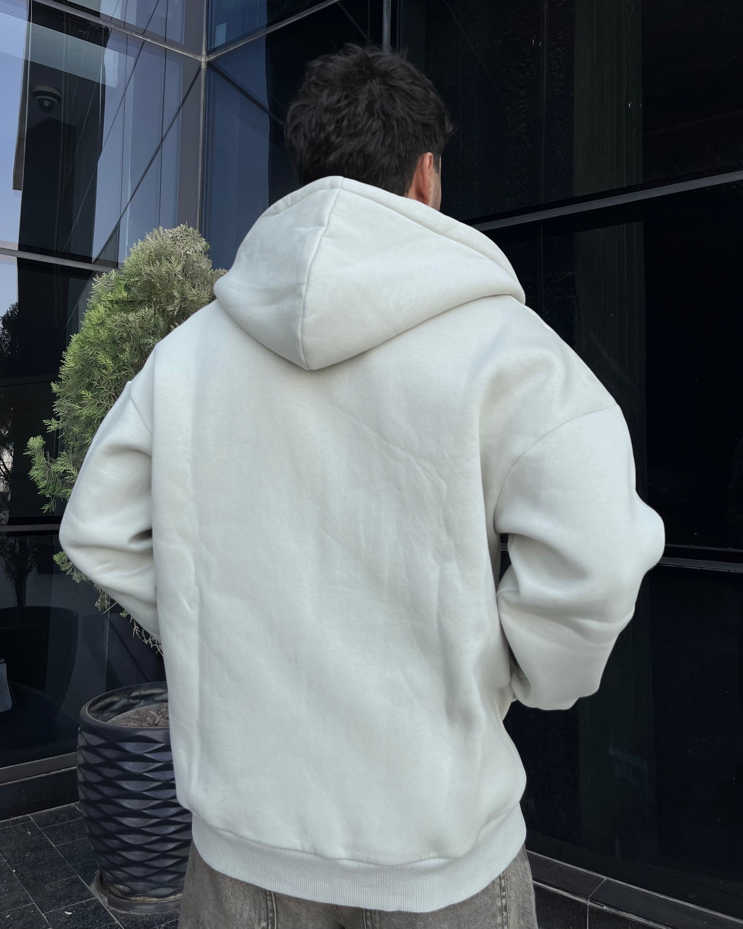 Silver Oversized zip up hoodie