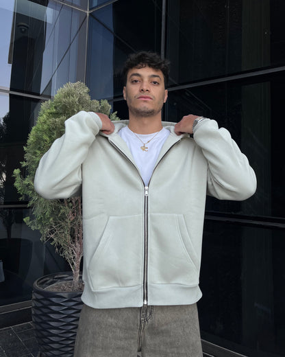 Silver Oversized zip up hoodie