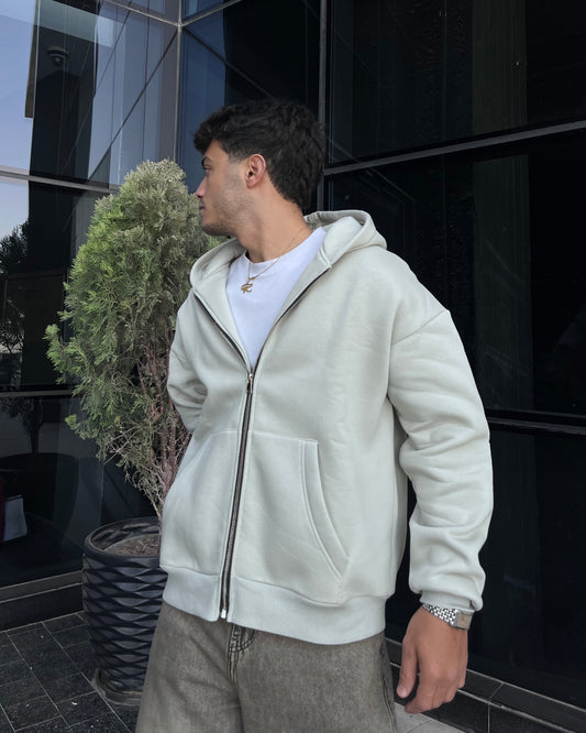 Silver Oversized zip up hoodie
