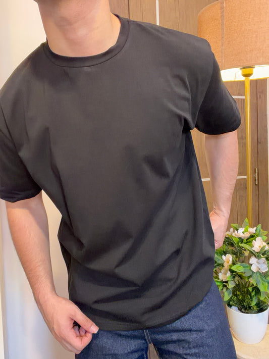 Black regular cotton T-shirt