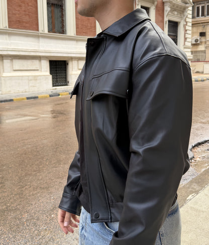 MARBLE Boxy Leather Jacket