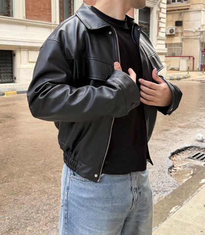 MARBLE Boxy Leather Jacket