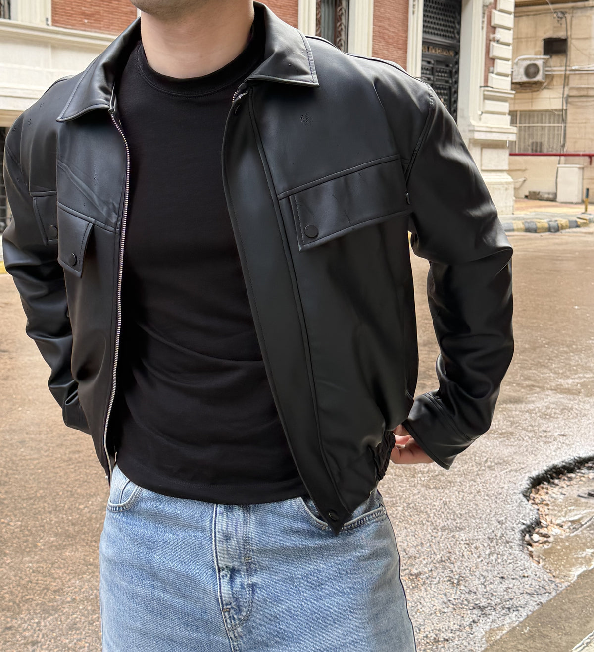 MARBLE Boxy Leather Jacket