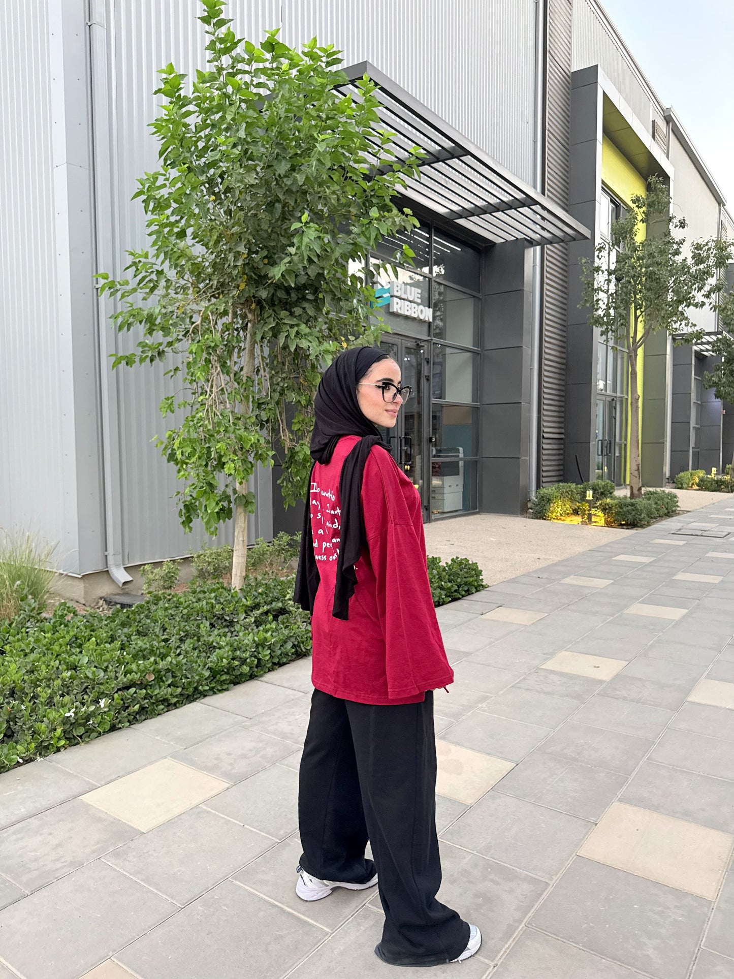 Light Maroon “Marble Studios” Oversized Long Sleeve T-Shirt