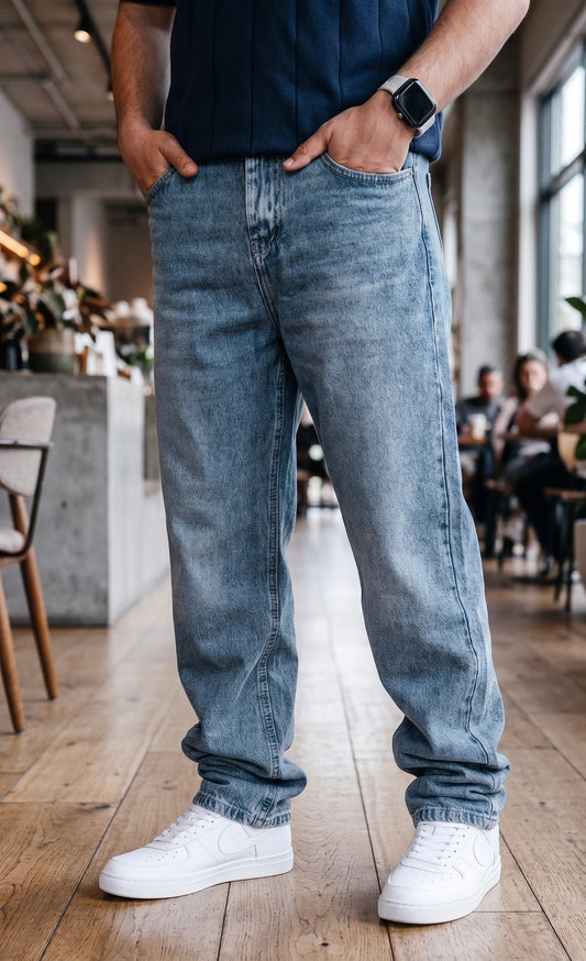 Baggy Denim Jeans - Ice Blue