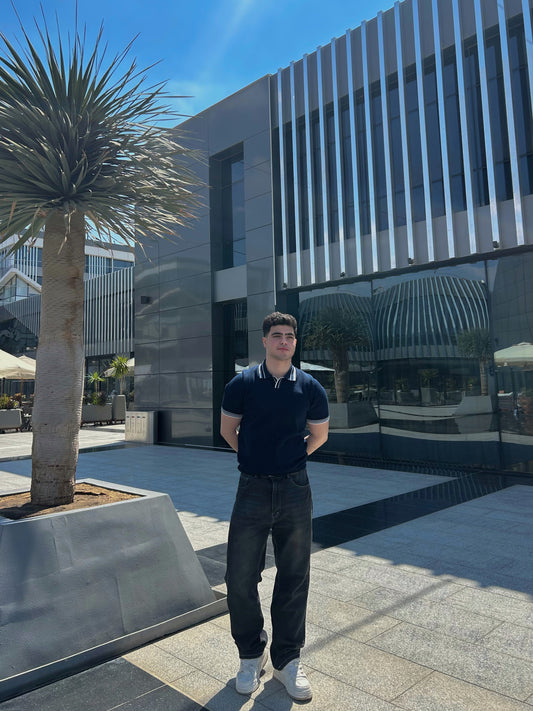 Premium Navy Knit Polo Shirt {pre-order}