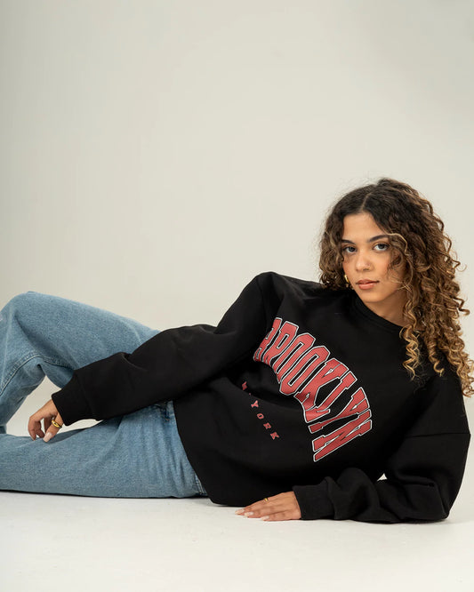 Black printed oversized sweatshirt