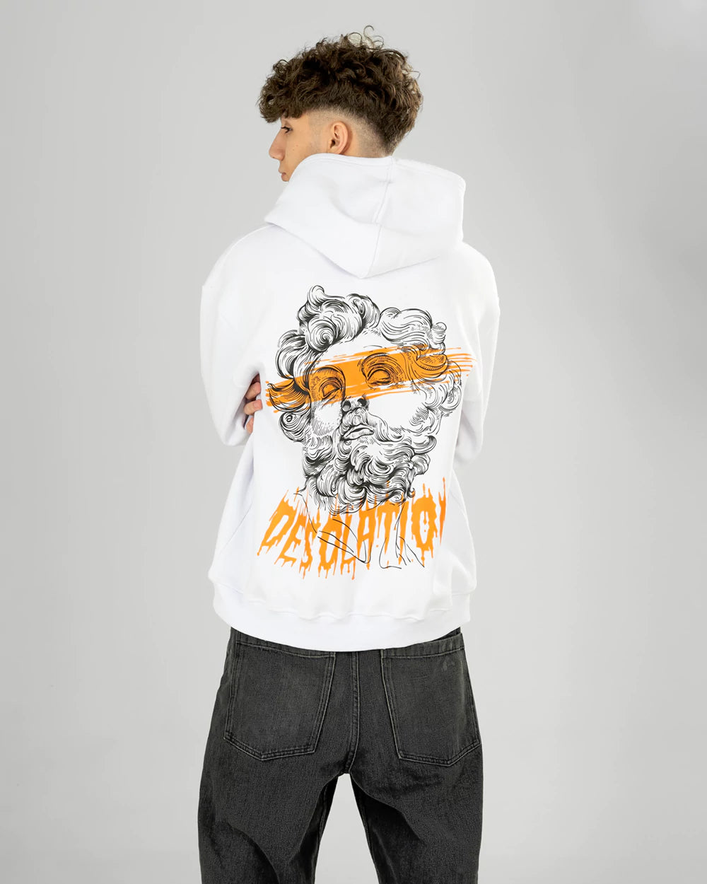 white printed oversized hoodie