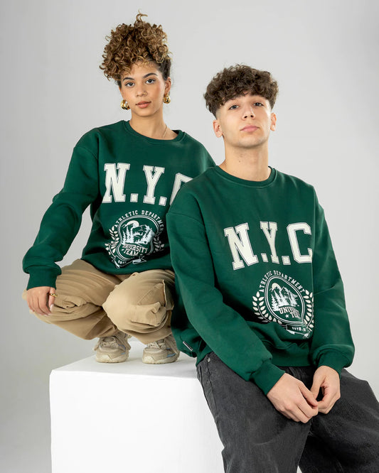 Dark Green printed oversized sweatshirt