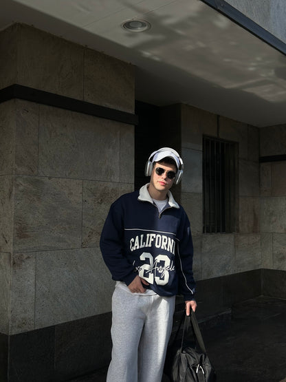 Dark Blue sweatshirt with quarter zip