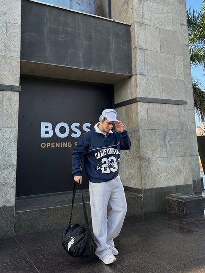 Dark Blue sweatshirt with quarter zip