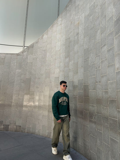 Dark Green printed oversized sweatshirt