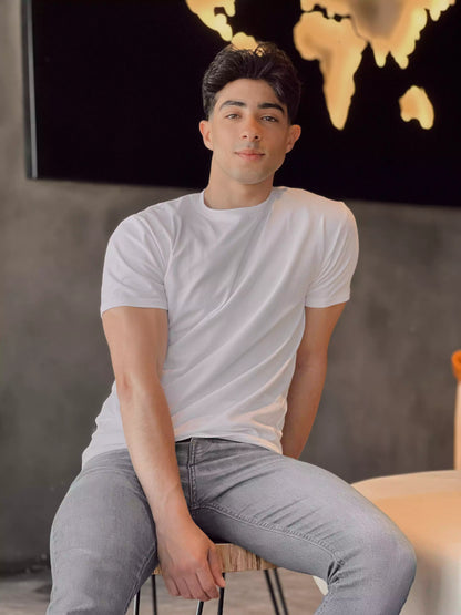 White regular cotton T-shirt