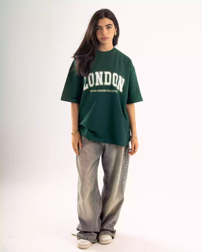 Printed Dark green oversized T-shirt