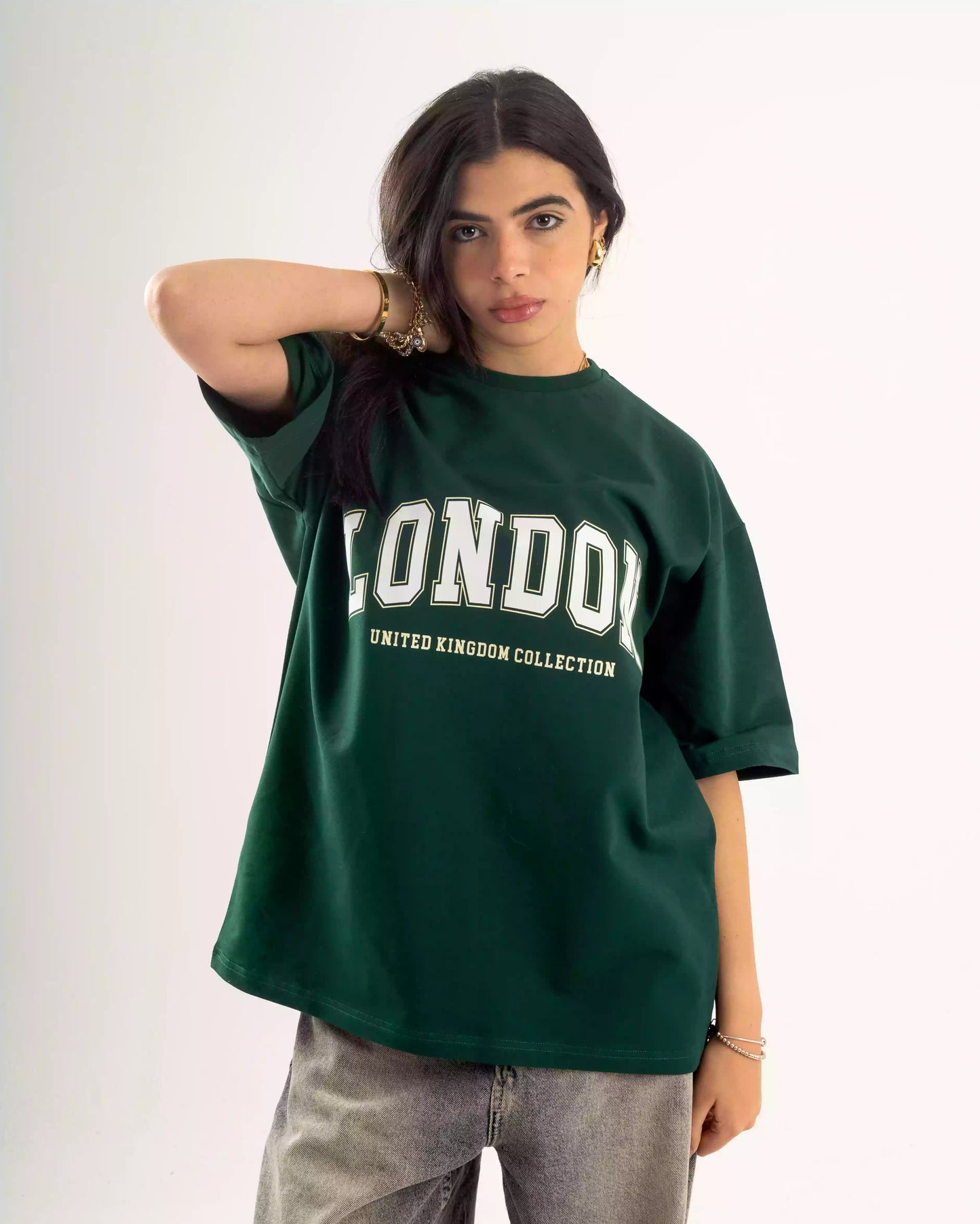 Printed Dark green oversized T-shirt