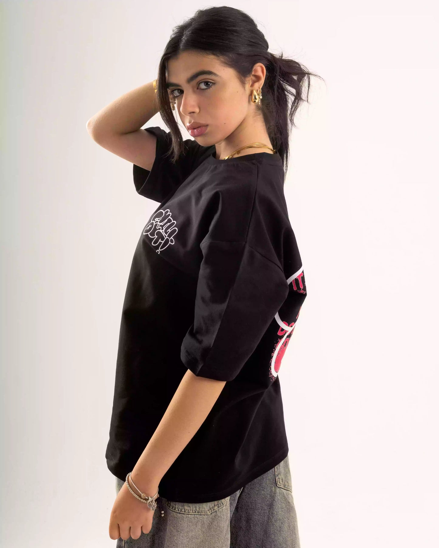 Plain Summer milton Black oversized T-shirt