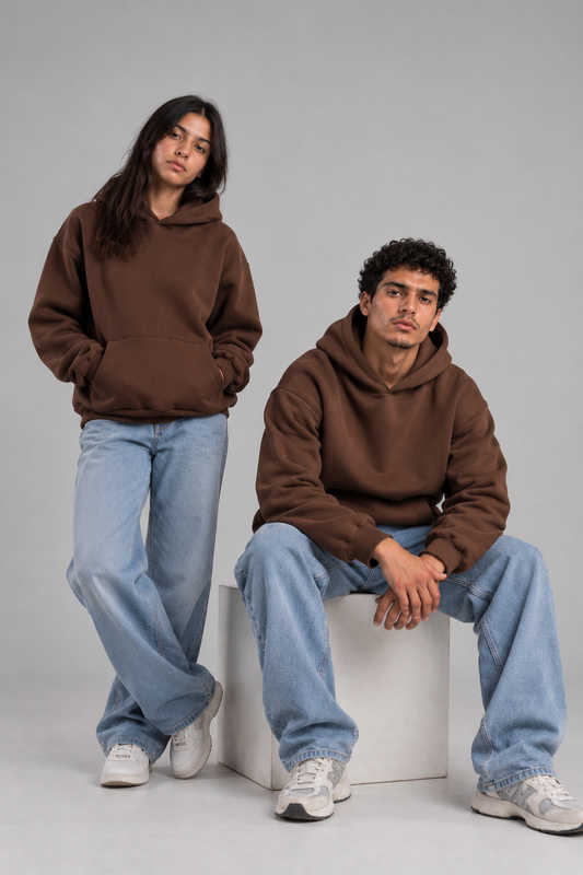 Brown Plain Oversized Hoodie