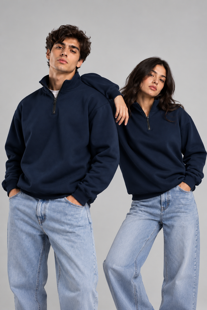 Navy Blue Quarter-Zip Sweatshirt