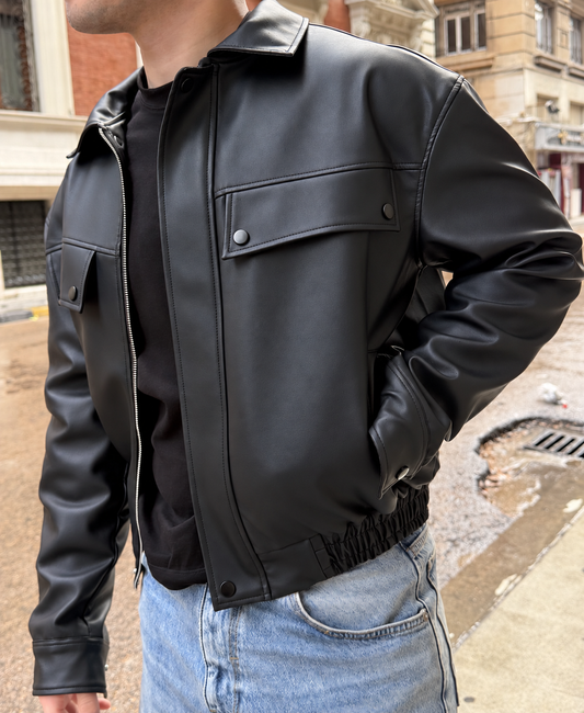 MARBLE Boxy Leather Jacket