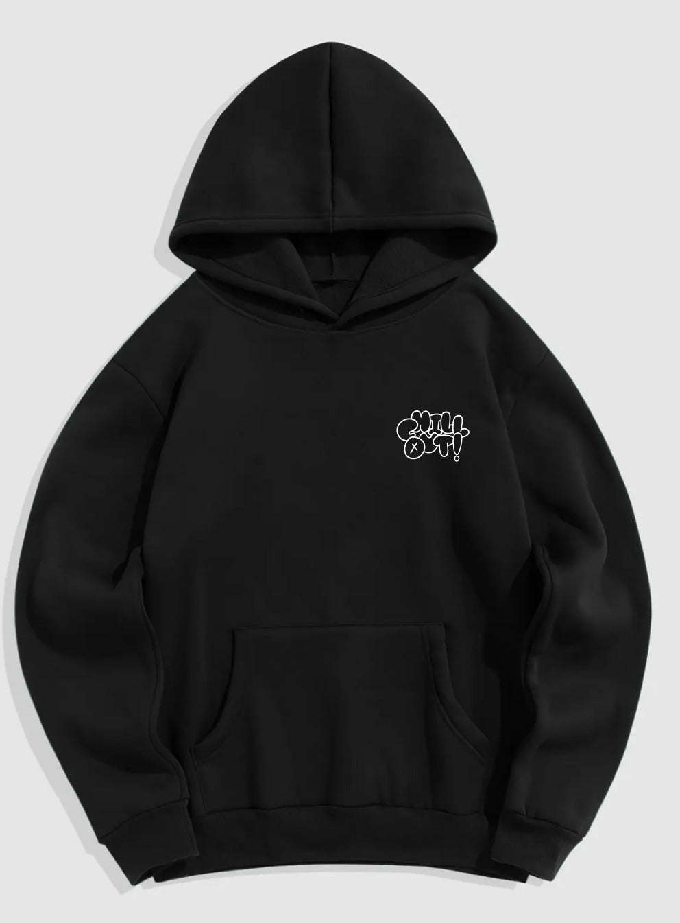 Black printed oversized hoodie