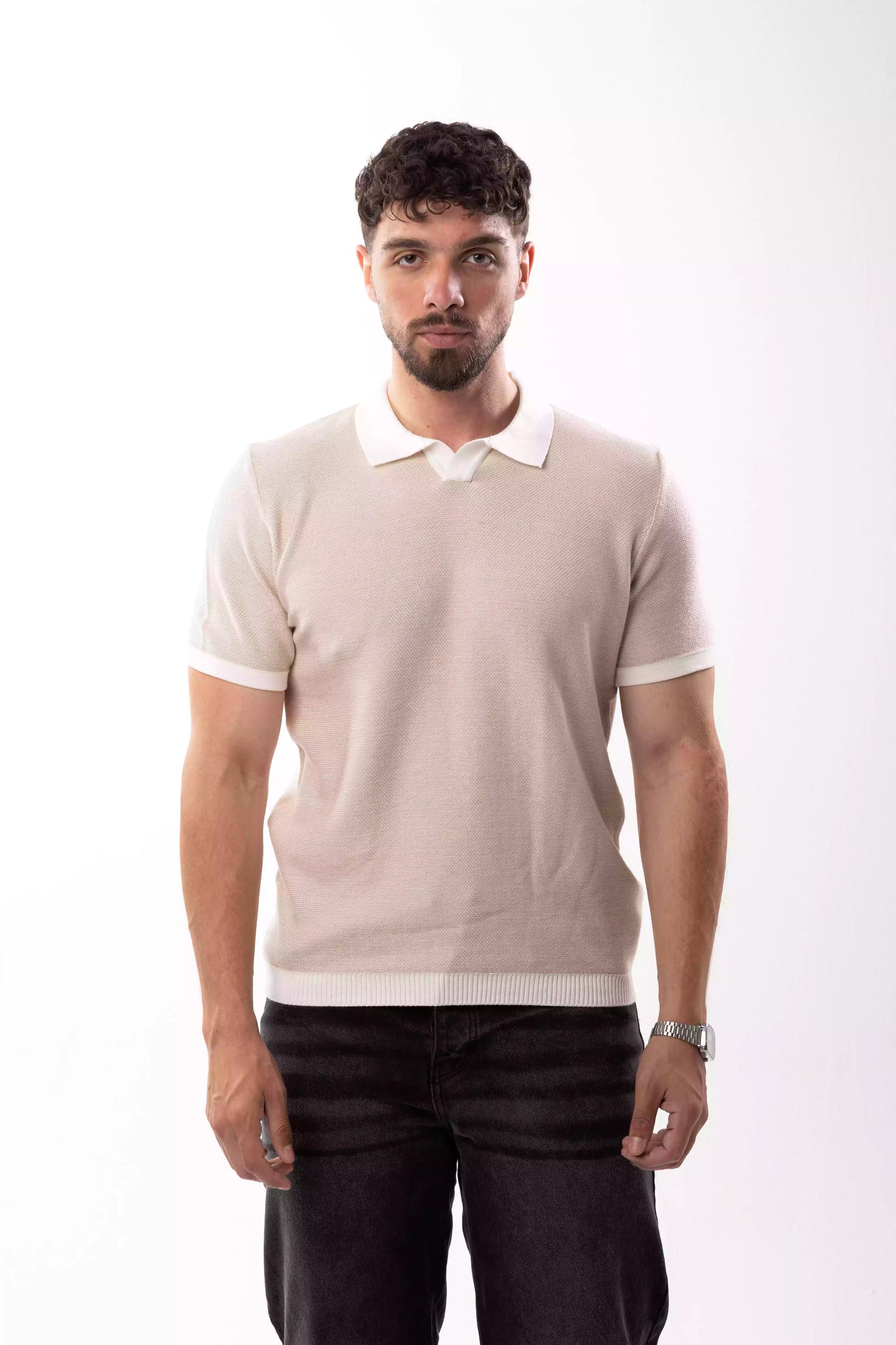 Sandstone Knitted Polo