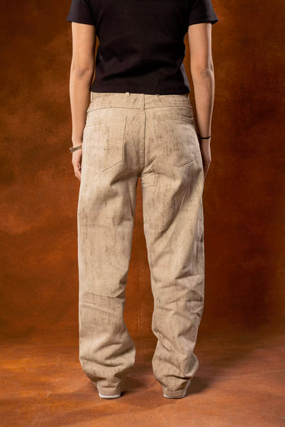 Beige wide leg jeans
