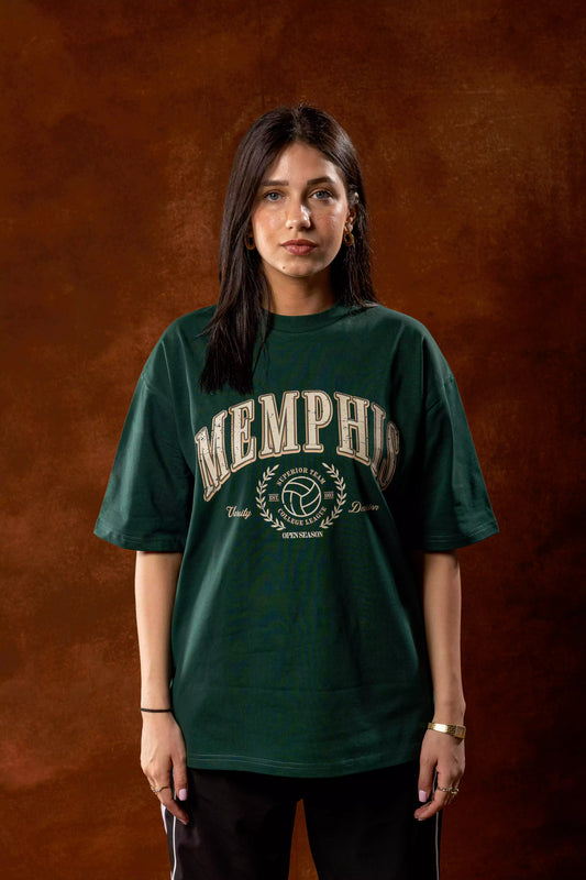 Printed Dark Green oversized T-shirt