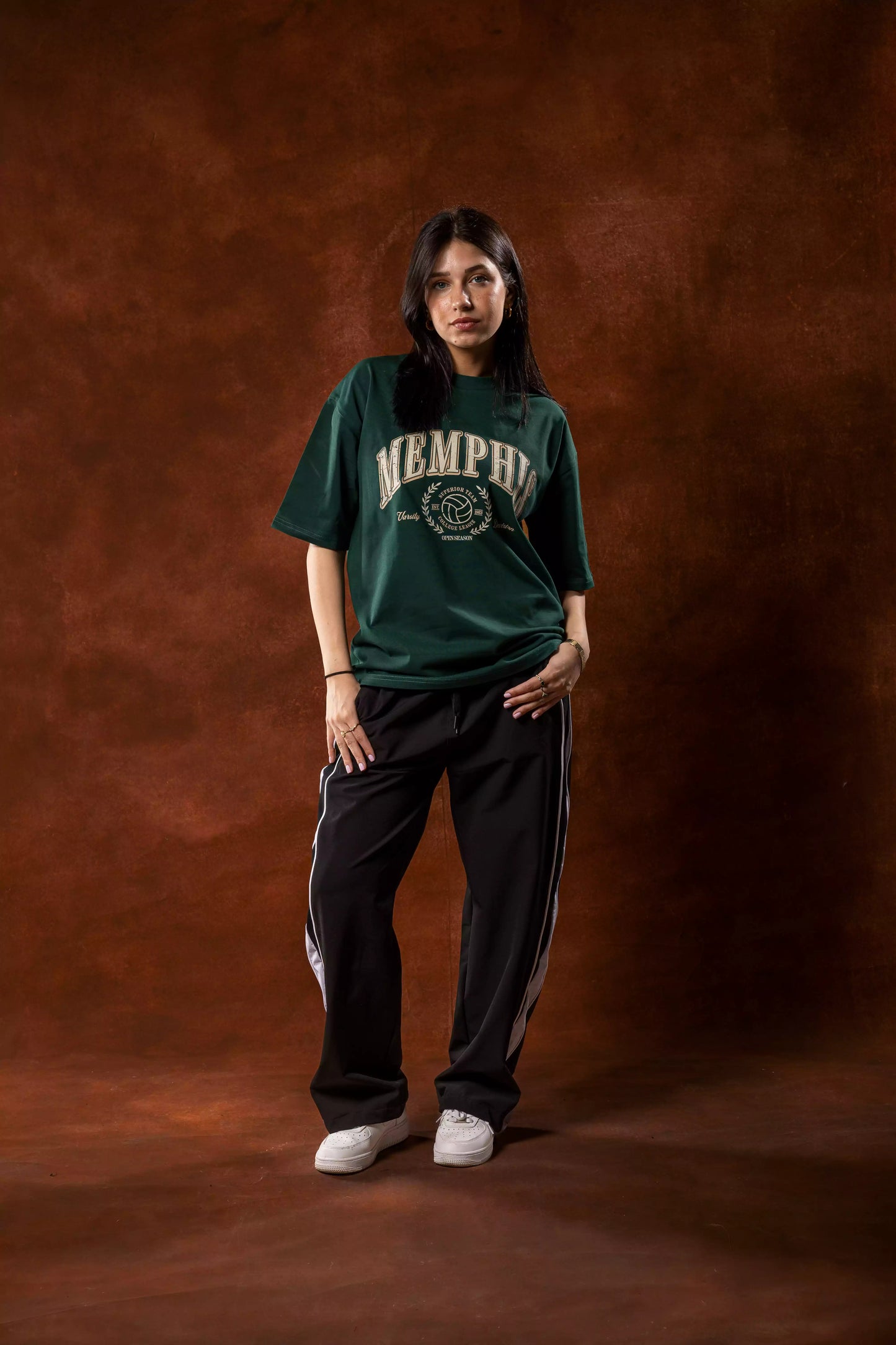 Printed Dark Green oversized T-shirt