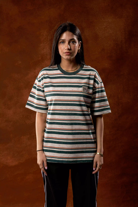 Green stripped relaxed fit T-shirt