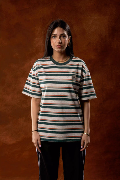 Green stripped relaxed fit T-shirt