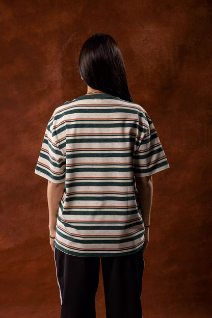Green stripped relaxed fit T-shirt