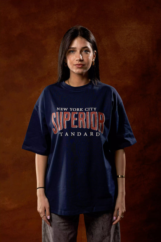 Printed Dark Blue oversized T-shirt