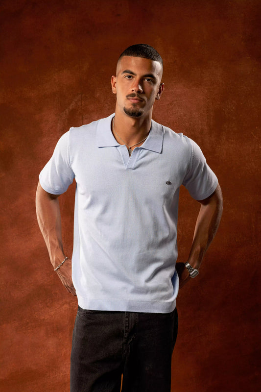 Plain Sky Blue Knitted Polo