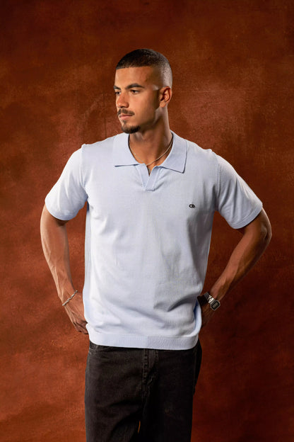 Plain Sky Blue Knitted Polo