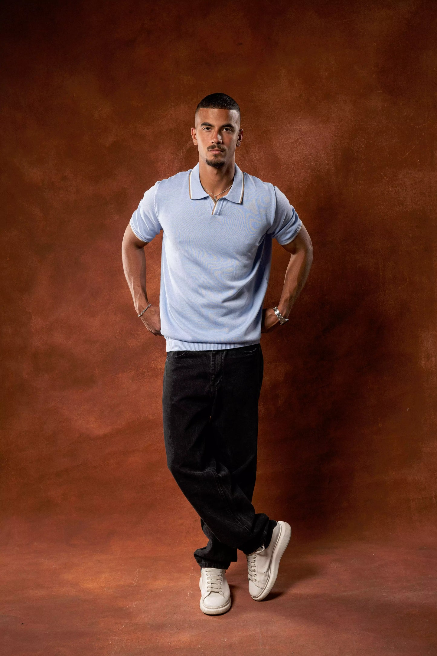 Sky Blue Knitted Polo