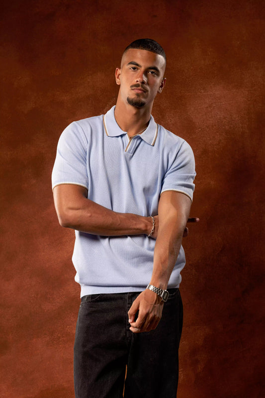 Sky Blue Knitted Polo