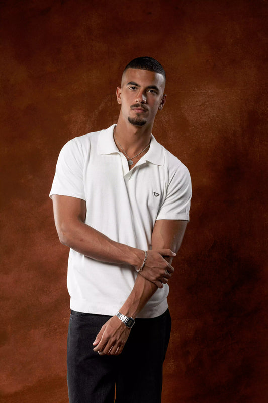 Plain Off White Knitted Polo