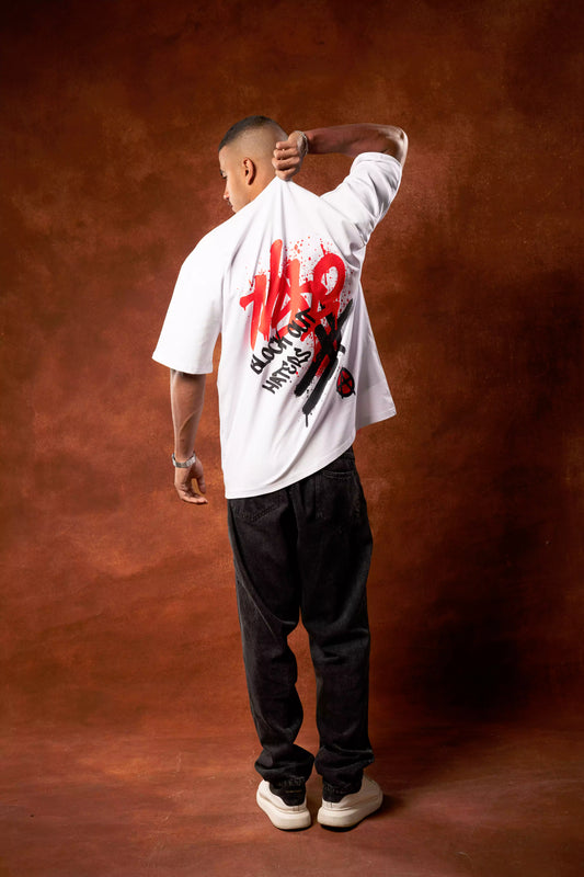 Printed white oversized T-shirt