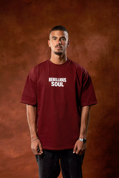 Printed Maroon oversized T-shirt