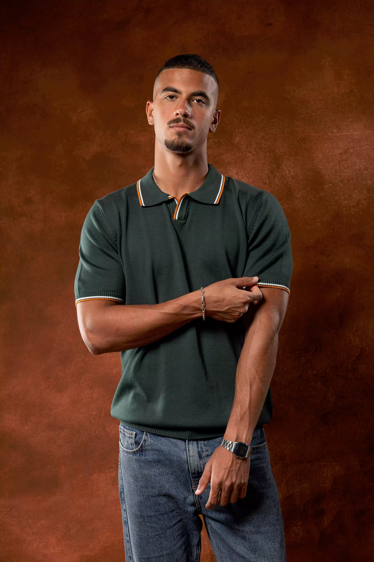 Dark Green Knitted Polo