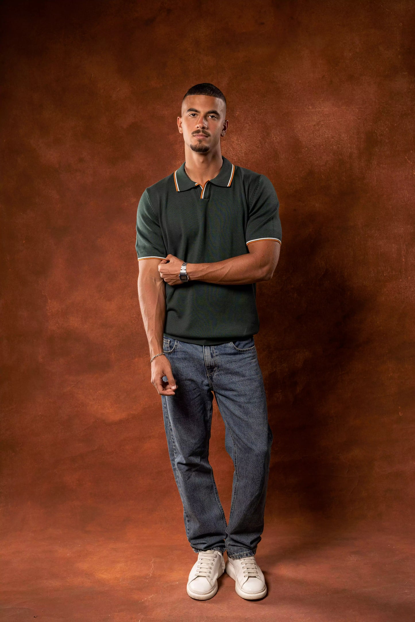 Dark Green Knitted Polo