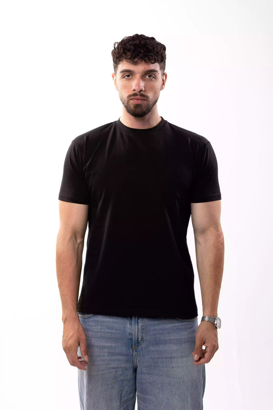 Black regular cotton T-shirt