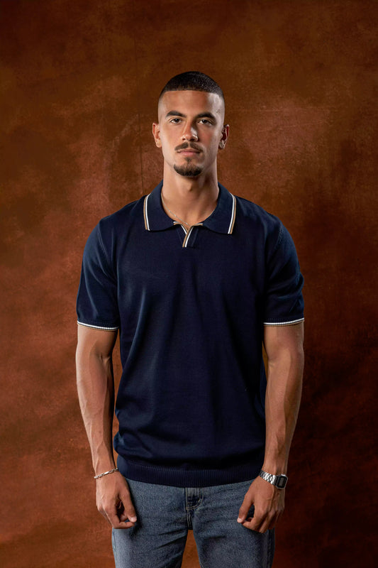 Dark Blue Knitted Polo
