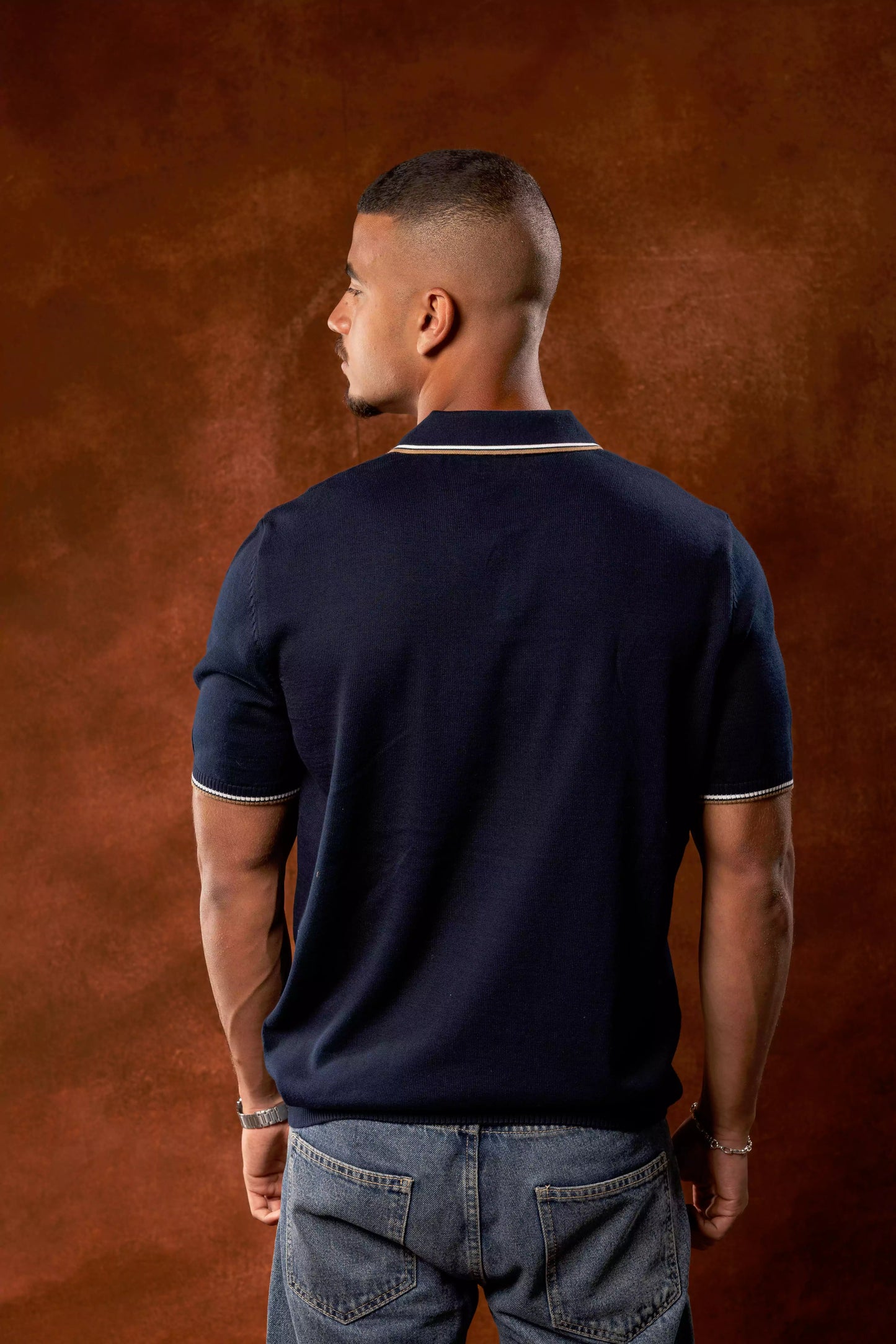 Dark Blue Knitted Polo