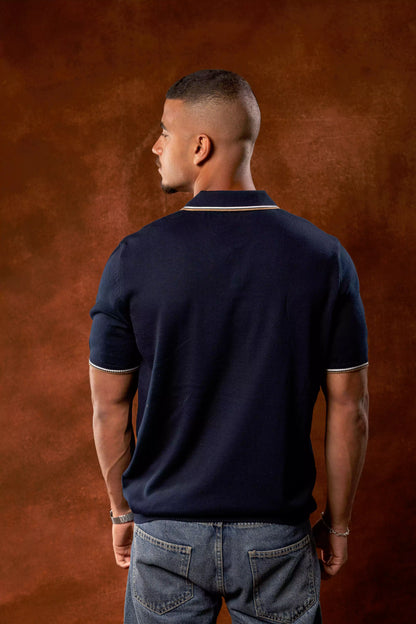 Dark Blue Knitted Polo